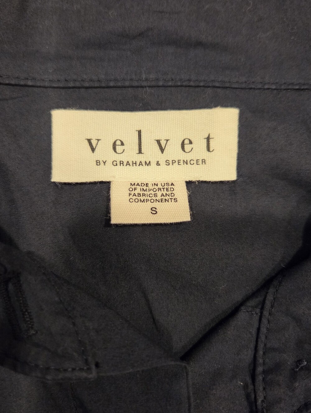 Velvet Graham And Spencer Women's Navy Puff-Sleeve Button-Up Shirt,  Size ?S - Picture 15 of 16